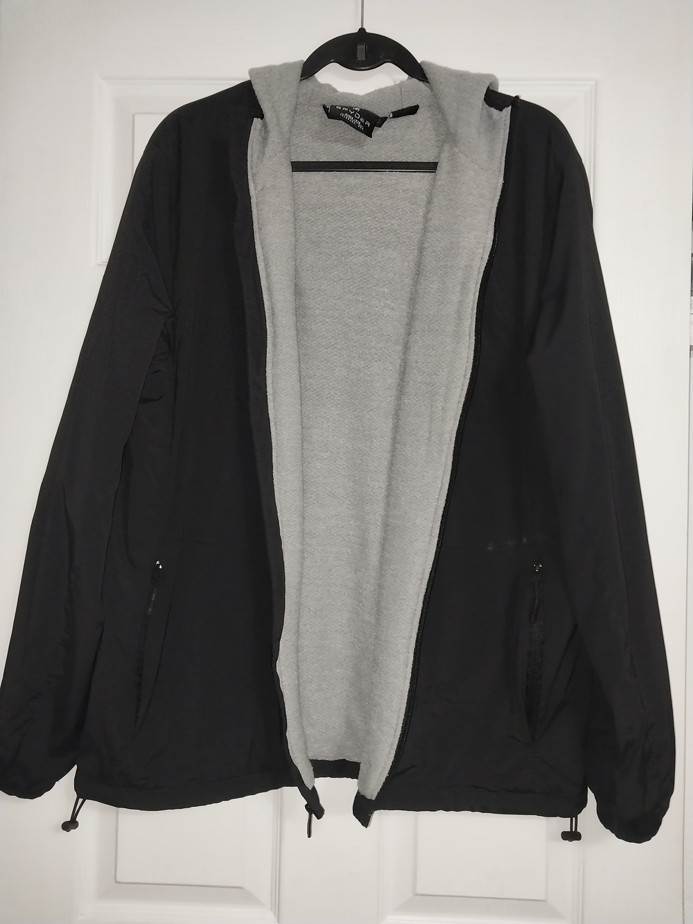 Spyder Black Hooded Jacket with Light Gray Fleece Lining